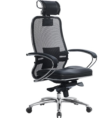 Кресло офисное Самурай SL-2.04 черный + с 3D подголовником